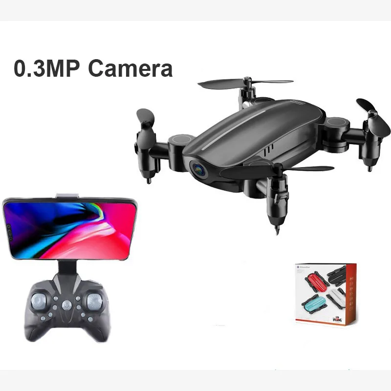 RC Мини Квадрокоптер с wifi FPV складной Дрон самолет с камерой HD RC Дрон воздушный четырехосевой вертолет микро карманные игрушки - Цвет: 0.3MP Camera Black