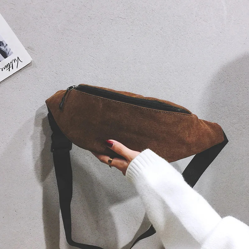 Brown Waist pack Холщовая женская сумка на талию наружная сумка для бега поясная сумка женская сумка на пояс банановые сумки одноцветная Сумочка карман - Цвет: Brown Waist pack
