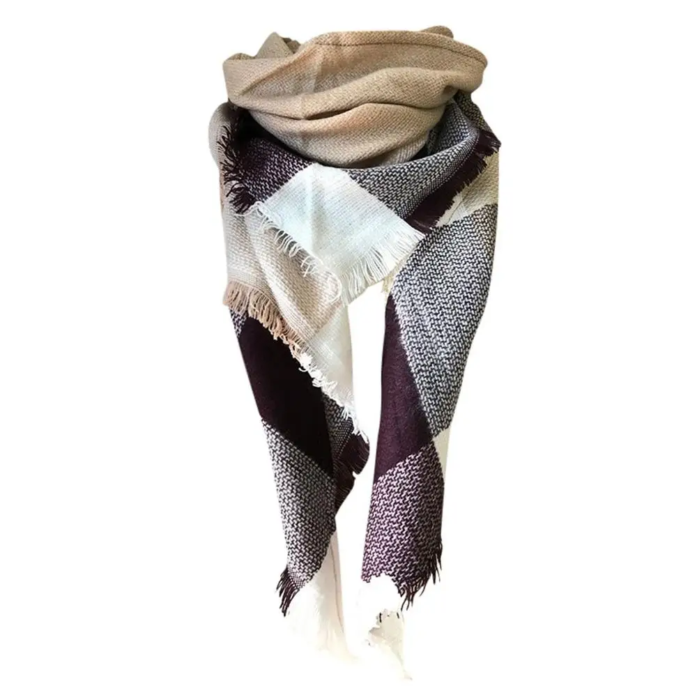 Женский зимний клетчатый шарф для женщин, кашемировый шарф и шаль, женский шарф-одеяло, женская теплая шаль, опт и розница - Цвет: Армейский зеленый