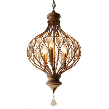 

American Pendant Lights crystal restaurant retro iron aisle lamp simple cloakroom bedroom lantern lamp WF1019