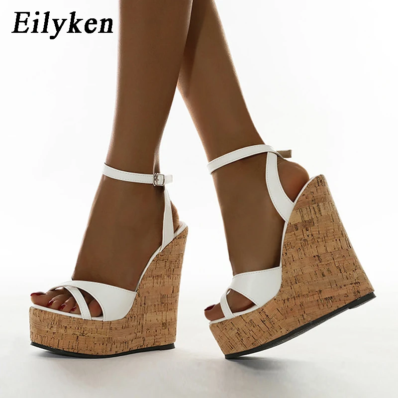 Eilyken/2021 г. Новые летние белые женские босоножки на высоком каблуке Женская обувь