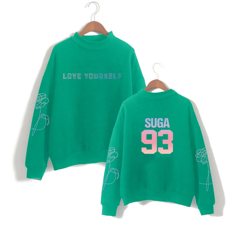 Love Yourself kpop suga93 толстовки Верхняя одежда хип-хоп jungkook водолазка новая DNA K-pop одежда harajuku kpop bangtan - Цвет: suga93 green