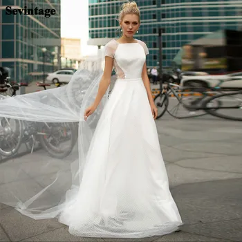 

Sevintage 2 Pieces Beach Wedding Dresses Dots Tulle Boho Bride Dress Plus Size Wedding Gowns Custom Made Bridal Gown Princess