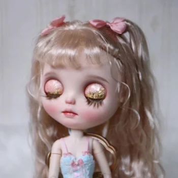 

neo Blyth Doll NBL 1/6 BJD Customized blyth,big eyes doll makeup Ball Jointed Doll with black wig with Sleep eyes noble girl t09