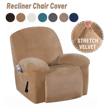 

Velvet Full Coverage Recliner Chair Cover Protector Thicken Super Soft Recliner Cover Stretch Dustproof Armchair Cover Protector