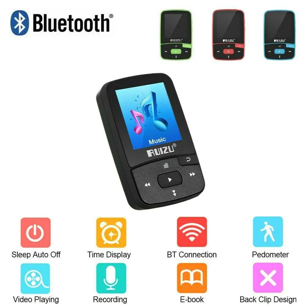 RUIZU X50 MP3 MP4 музыкальный плеер 1,5 дюймов экран Беспроводная Поддержка Bluetooth 4,0 300 мАч батарея без потерь FM радио APE/FLAC/WAV r60