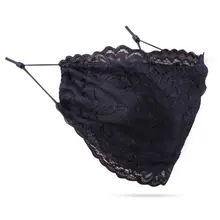 Женские двухслойные черные цветочные кружева вышивка рот маска против пыли респиратор