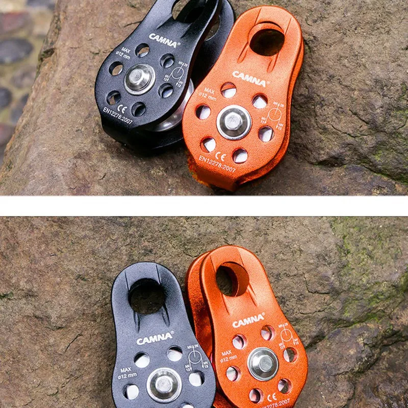 Camna Climbing Rope Pulley 26Kn Single Fixed Pulley Climbing Rope Climbing Downhill Lifesaving Equipment Outdoor Orange