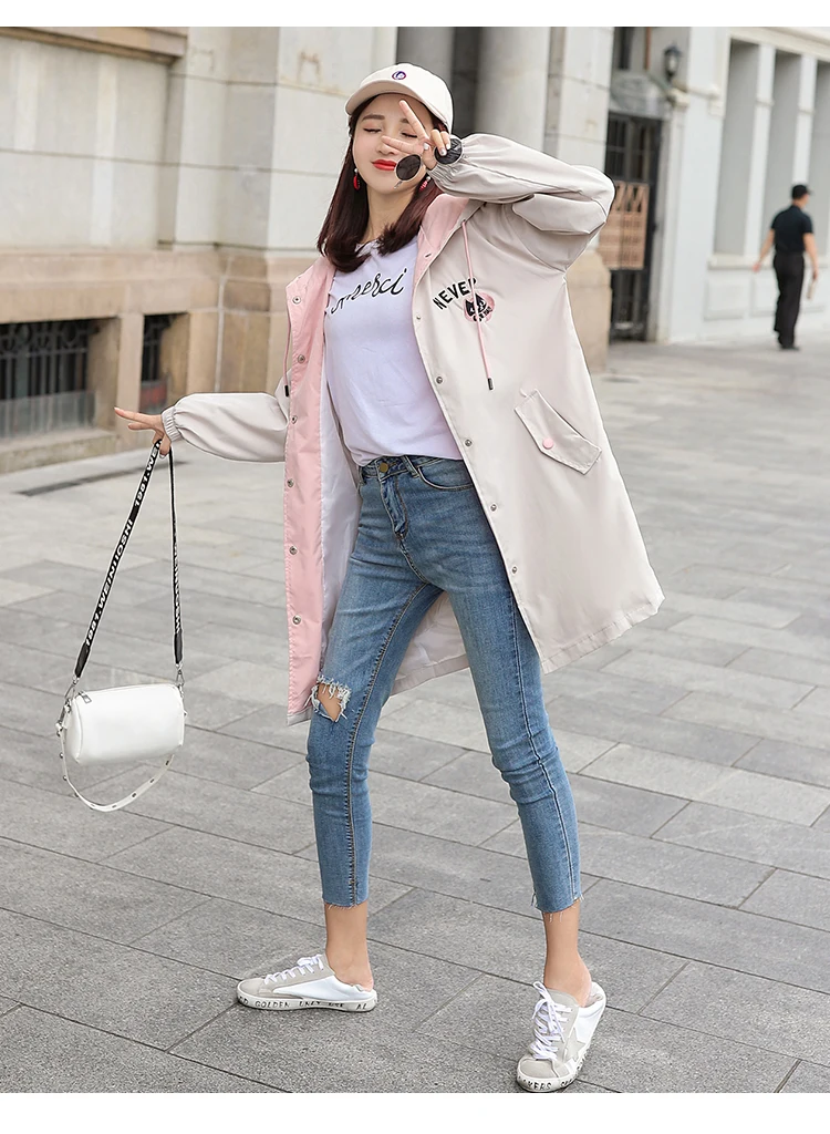 2999# плащ для фотосессии для девочек, весенне-осенний Тренч средней длины в Корейском стиле для школьниц