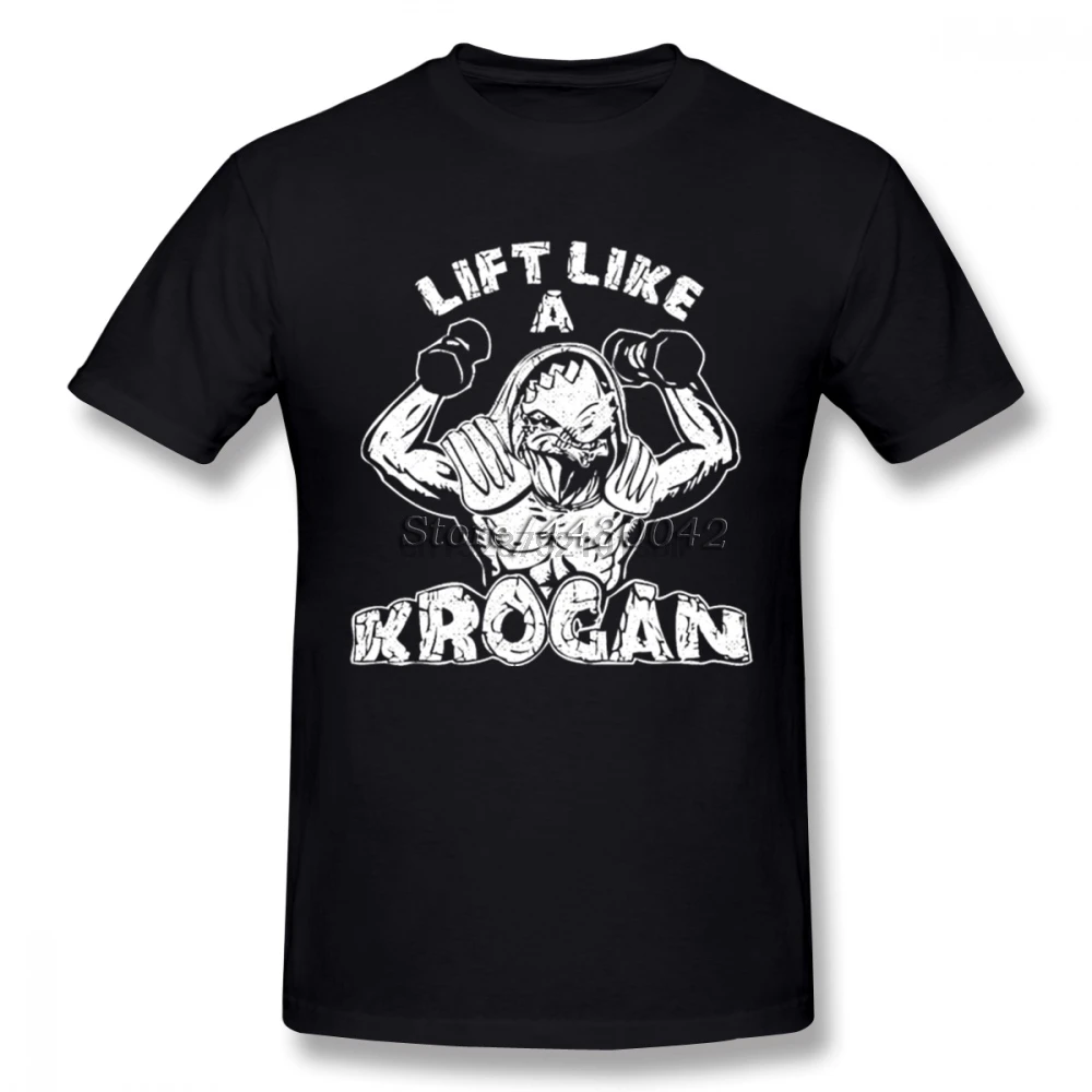 Мужская футболка Lift Like A Krogan Mass Effect Прямая поставка летняя хлопковая с коротким