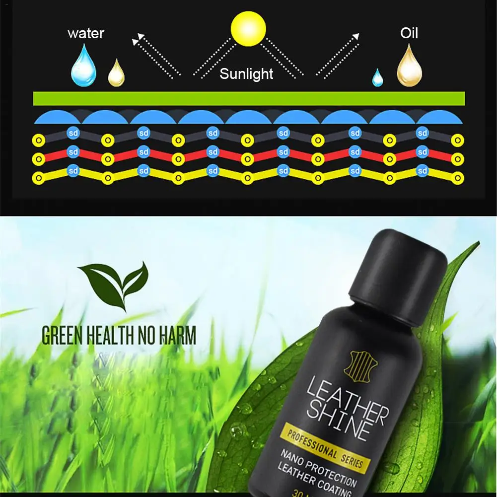 Car Leather Nano Liquid Interior Seat Care Glazing Moisturizing Protective Protection Liquid Plastic Leather Maintenance 30ML car wax