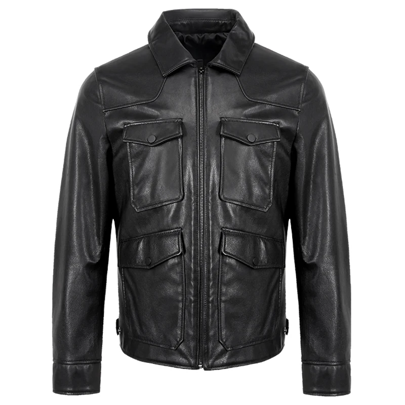 Американские Flight Мужские настоящие кожаные куртки Slim Fit негабаритных 4XL 5XL мужские дубленки Натуральная кожа Мужская одежда A836