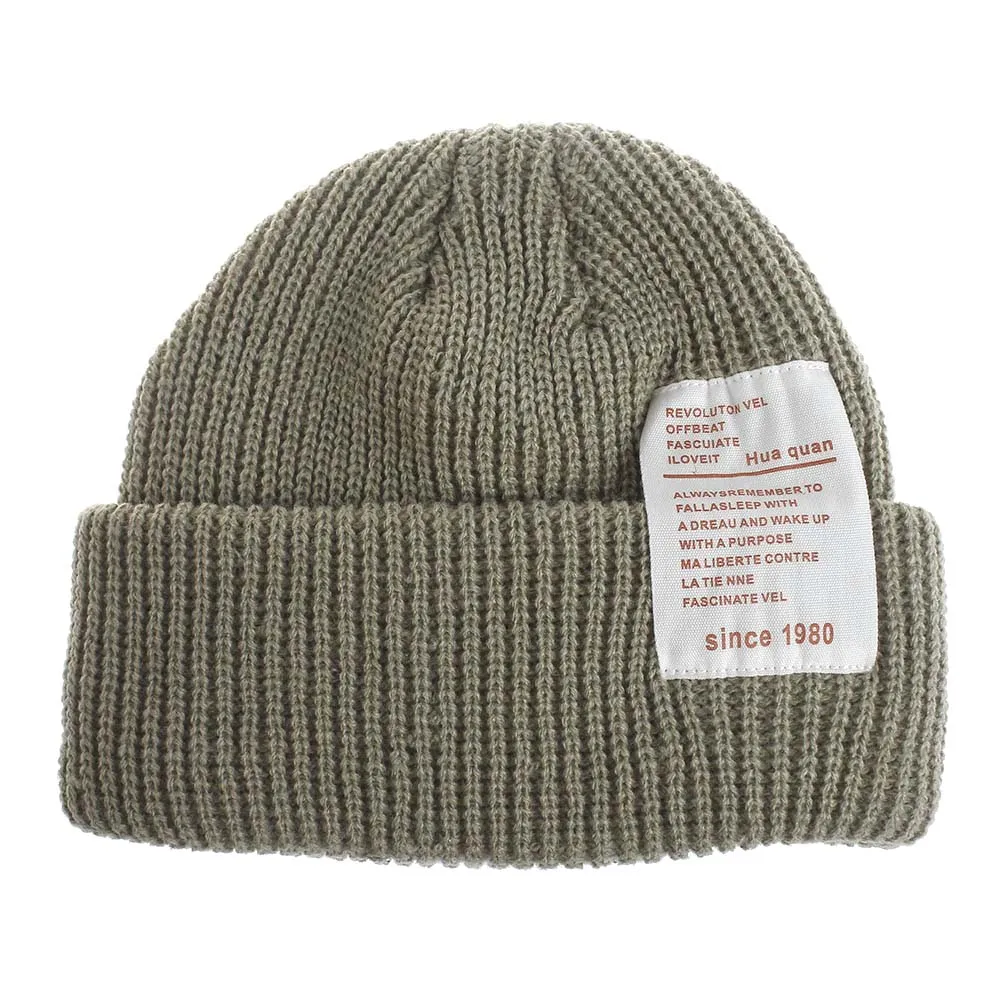 Khaki 12 цветов, зимние толстые шерстяные цветные шапки для женщин, женские повседневные вязаные шапки бини, головные уборы Gorros Mujer Invierno - Цвет: Khaki