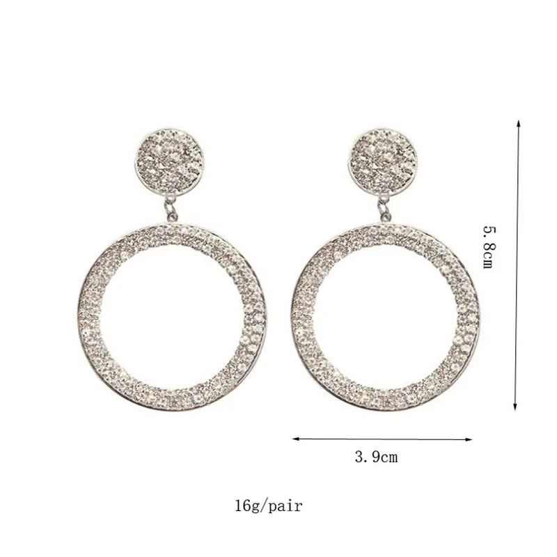 fashion jewelry exaggerated geometric round inlaid crystal earrings temperament wild exaggerated circle earringd for woman