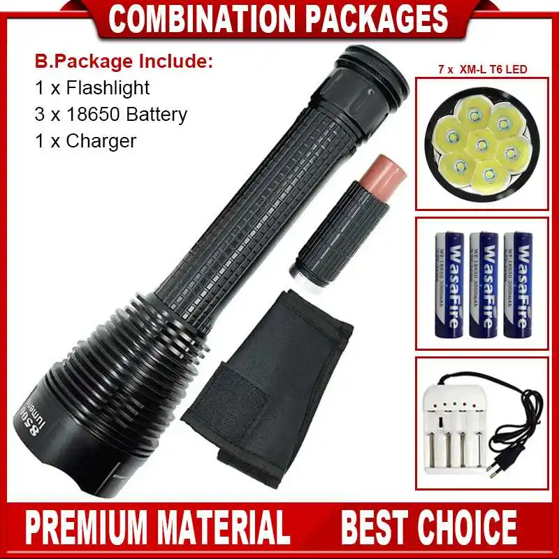 

Ultra Bright T6 LED Flashlight Lantern Powerful 3 Modes Waterproof Tactical Torch Lamp Portable Camping Fishing Flashlights