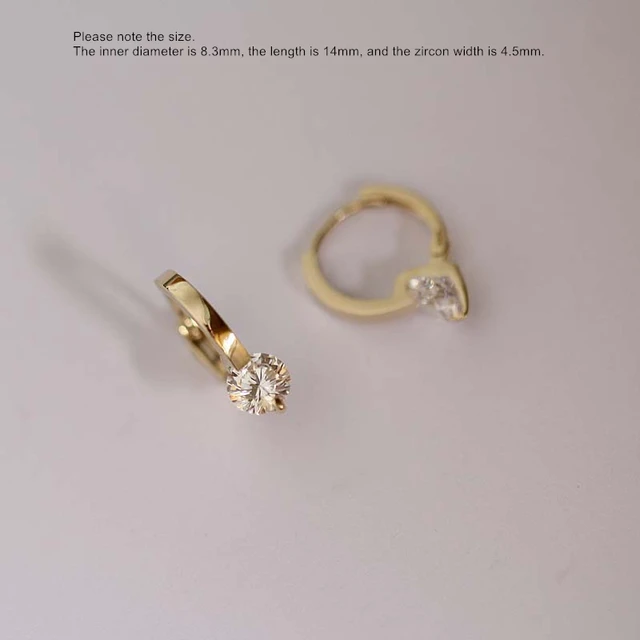 9K pure Gold Earring Simple fashion zircon circle ear ring round ear bone temperament cute wild pretty woman girl gold ear jewel 2