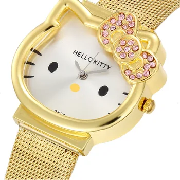 

The New Hello Kitty Cartoon Steel Belt Children Watch The Girl Quartz Watch Cartoon Kids Watches