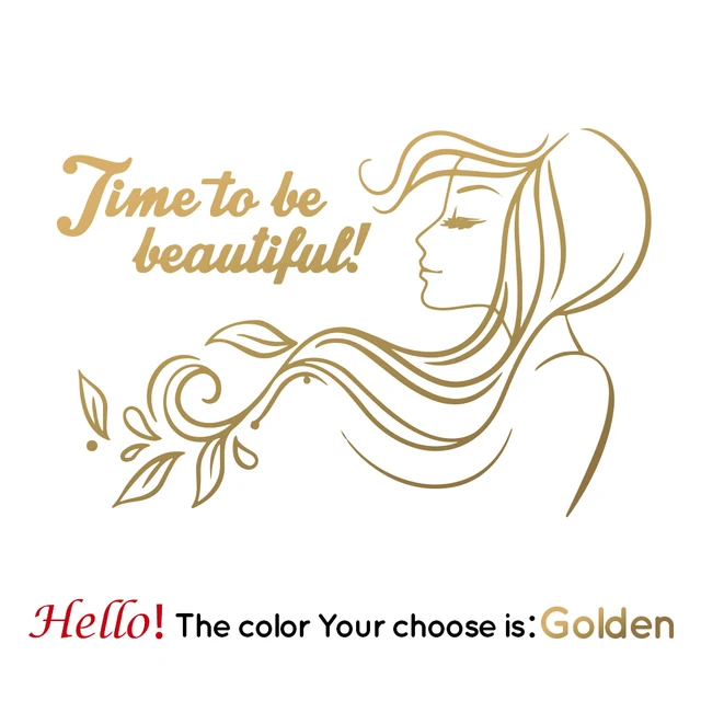 Fun Beautifil girl Wall Sticker Home Decor Decals For Woman Bedroom Vinyl Stickers Woman Beauty Quote Wallpaper Poster Mural Gold