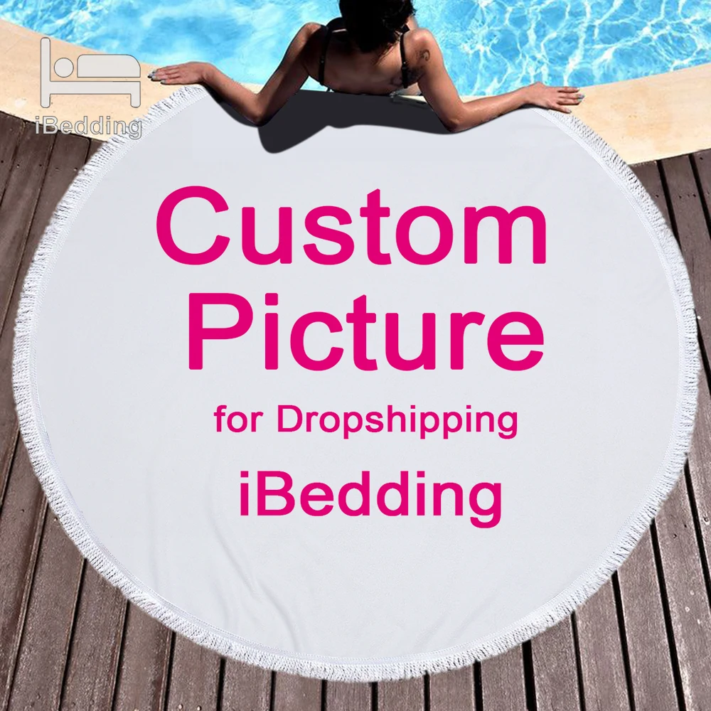 Customize Dropshipping Printed Round Beach Towel For Adult Yoga Mats Leaves Microfiber With Tassels 150cm | Дом и сад