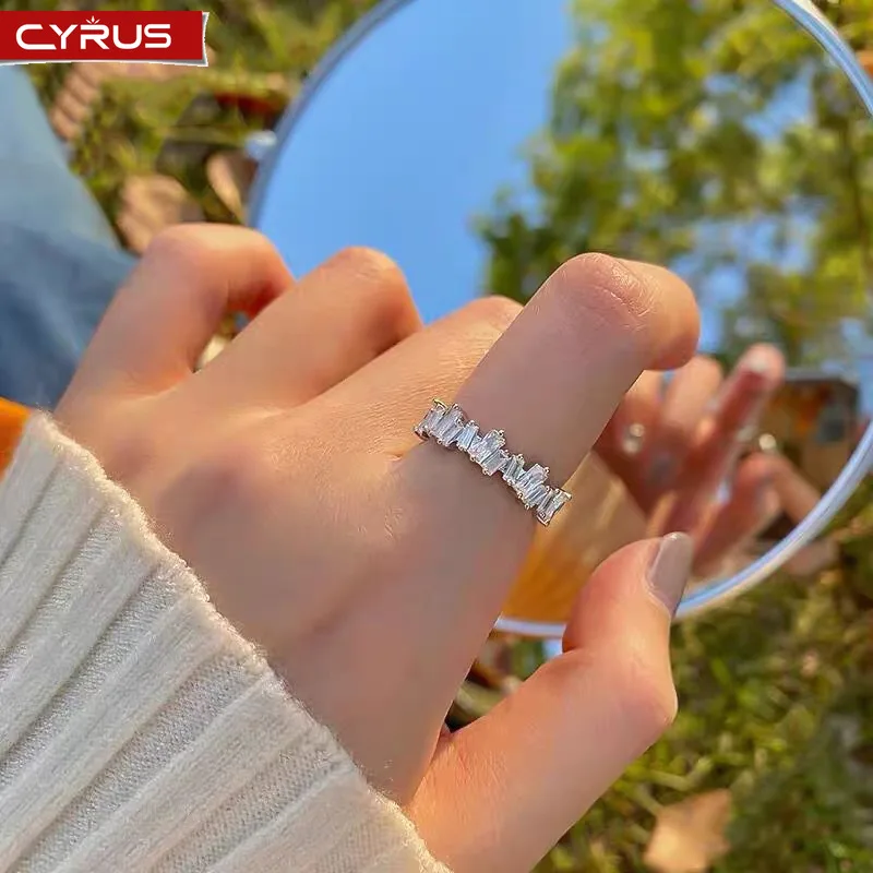 Zircon Gold Opening Rings for Women Geometric Irregular Couple Wedding Engagement Ring Fashion Jewelry Valentine's Day Gifts | Украшения