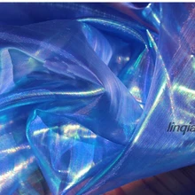 Красочная Синяя лазерная Иллюзия перспективная сетка жемчужное платье свадебное платье ткань Креативный дизайн лазерная ткань для одежды