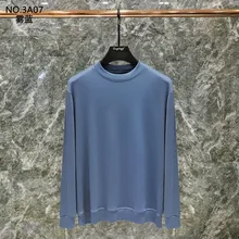 T shirt manches longues col rond homme, Slim, décontracté, sans capuche, nouveauté mode coréenne, couleur unie, automne et hiver 2021