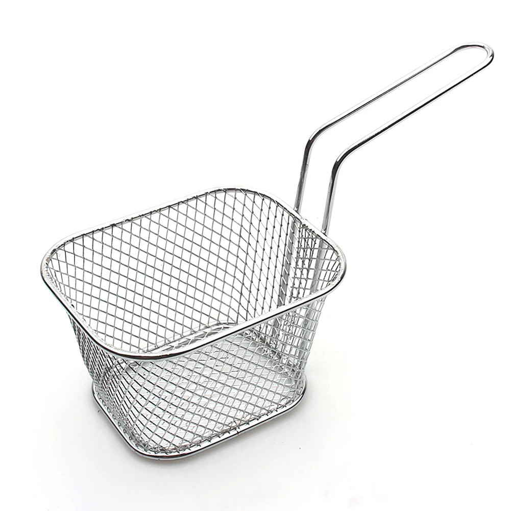 

New Mini Fry Baskets Stainless Steel Fryer Basket Strainer Serving Food Presentation Cooking French Fries Basket Kitchen Tool