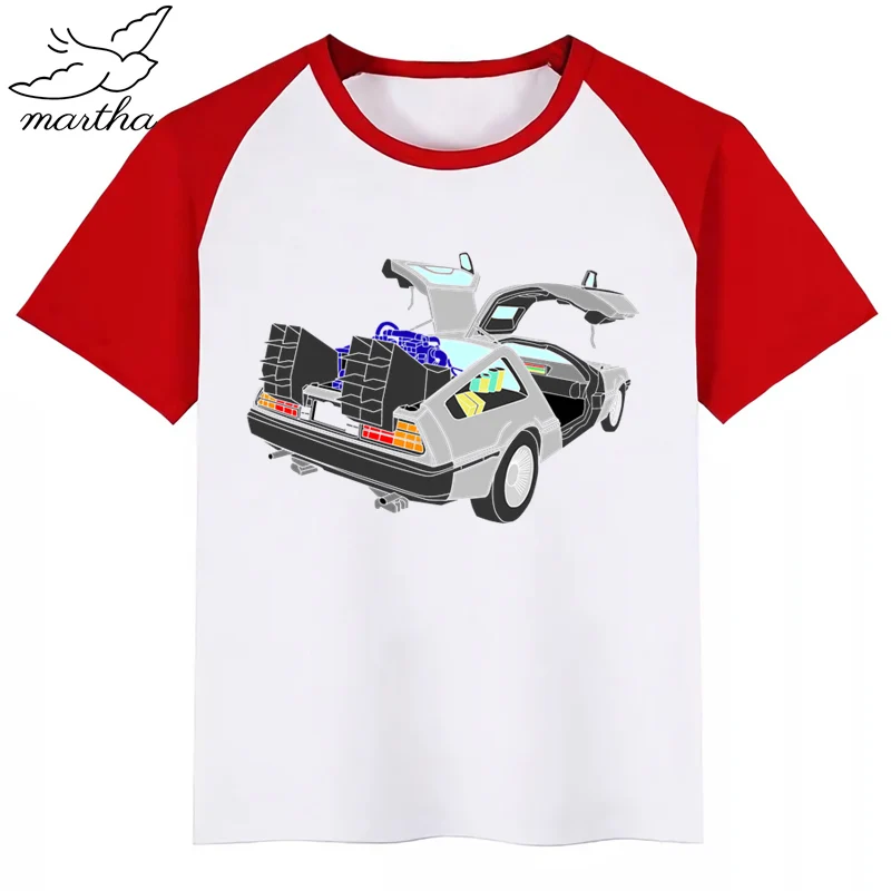 DMC Delorean/Детская футболка с принтом DMC «Назад в будущее» забавная одежда для маленьких мальчиков и девочек детская летняя футболка с короткими рукавами - Цвет: RedC