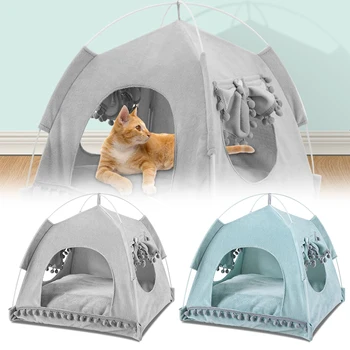 

Foldable Pet Tent House Breathable Print Puppy Cat Bed House Portable Outdoor Indoor Mesh Kennel For Small Dog Cat Dropshipping