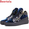 Newest Beertola Flock Men's Sneakers Round Toe Lace Up Zipper Casual Men Flats High Quality Leisure Style Chaussures Hommes 1