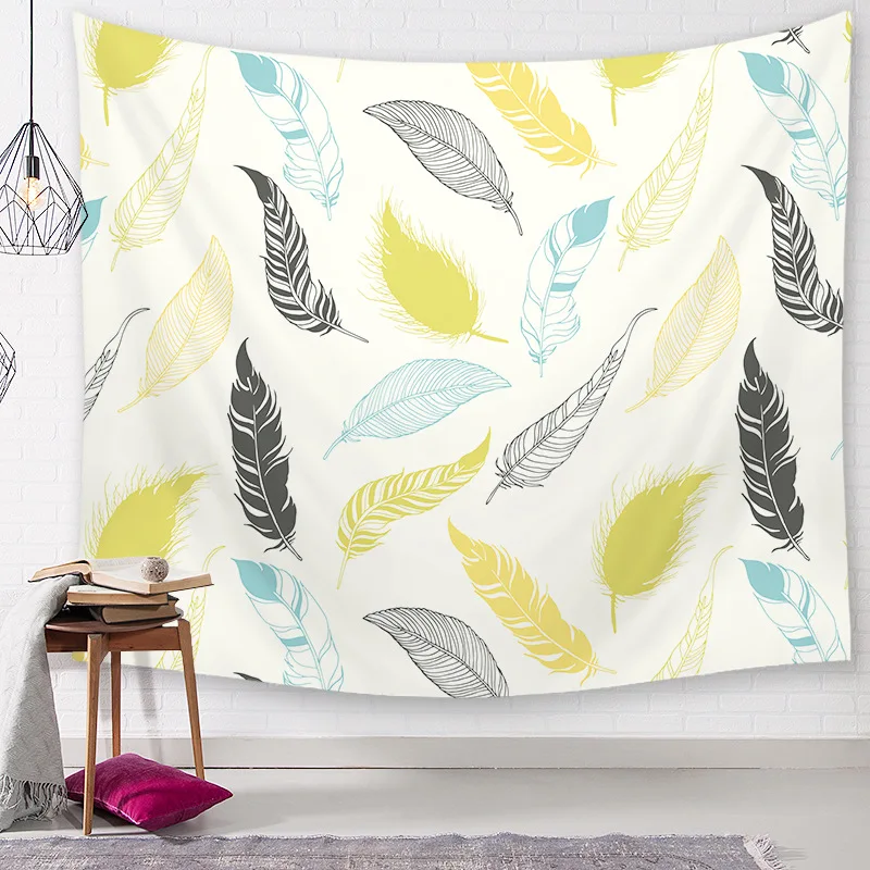 CAMMITEVER Geometric Printed Tapestry Feather Wave Blanket Farmhouse Decor Window Tapestries | Дом и сад