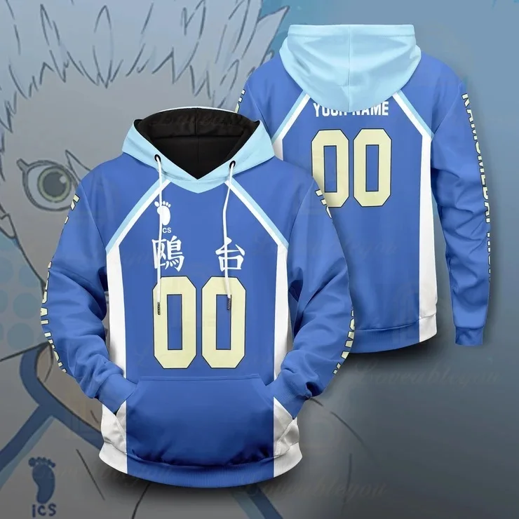 

Teen Volleyball Player Hoodie Print Pullover Hoddies Blue Hood Sweatshirts Women Anime Hoodie Harajuku Teen Tops Clothing