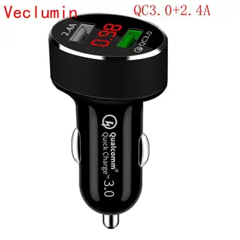 

QC 3.0 Car Charger 2 Ports Dual USB Fast Quick Charger 3.1A LED Voltage Monitoring For iphone X 8 PLUS Xiaomi Samsung