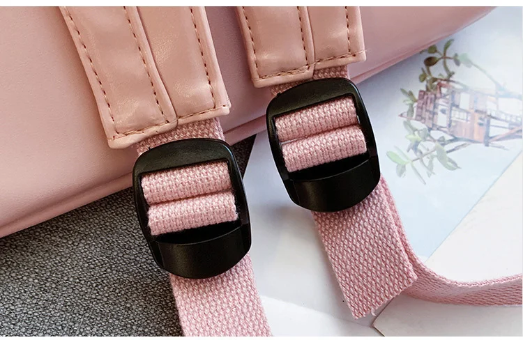 Soft Rucksack PU Leather Backpack for School Girls 2019 Women Backpack Preppy Style Back Bag Big Capacity Pink College Backpacks (9)