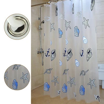 

PEVA Hotel Printed Bathroom Shower Curtain Starfish Sea Shell Waterproof Bath Curtains With 12 Hooks Home Decor 180*180cm