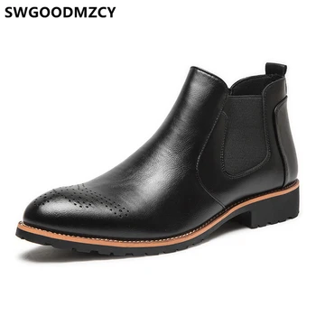 

Italian Men Chelsea Boots Brogue Shoes Men Boots Genuine Leather Office Shoes Men Ankle Boots Brand Designer Shoes Coiffeur Buty