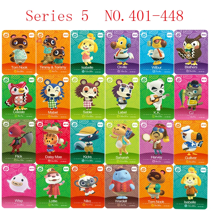 Series 5 Compatible Switch NS WIIU Animals Crossing Amiibo Game Cards Tag NFC Set Carte 401-448 Pcs Fifth Edition Card | Игрушки и хобби