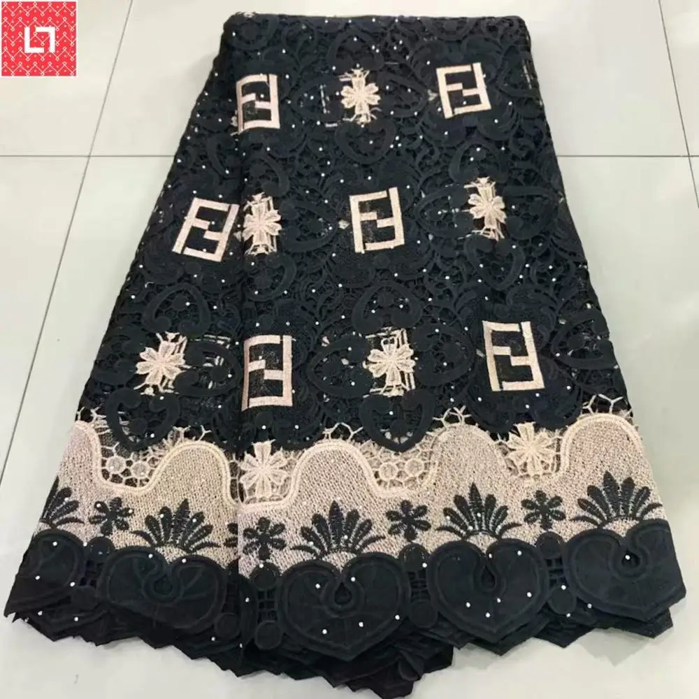 

Upscale Beautifical guipure lace fabric 2017 african cord lace fabrics white and pink wedding cord lace 5yards wholesale