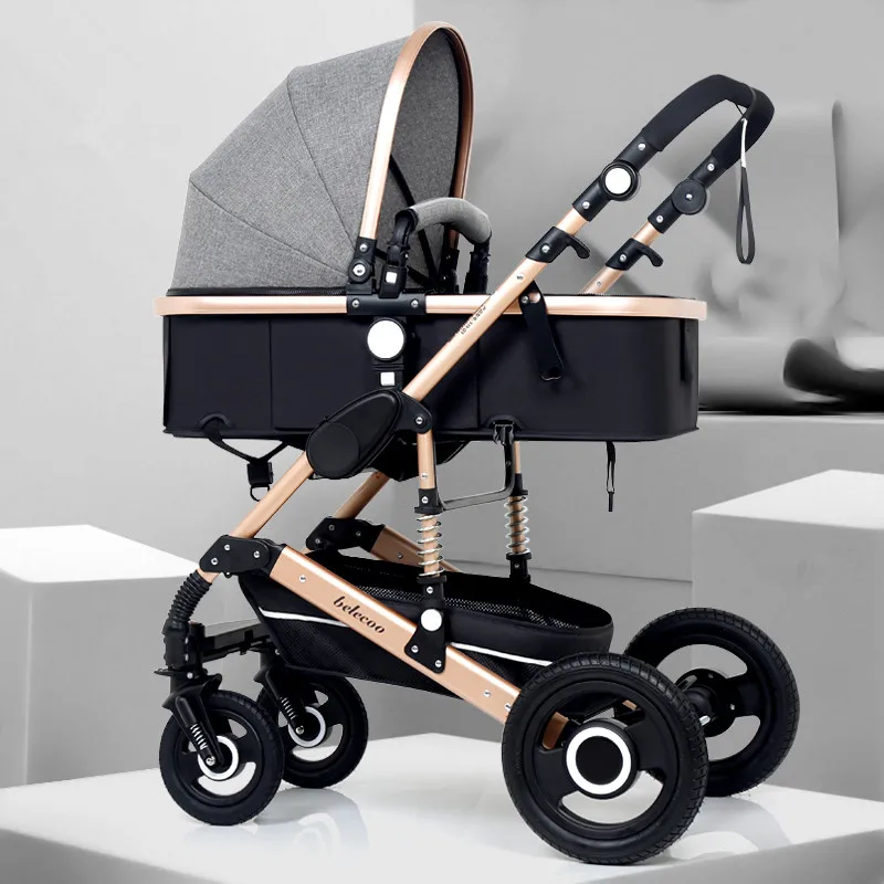 High Landscape Reversible Baby Stroller 3 in 1 Portable Luxury Baby Stroller Hot Mom Pink Stroller Travel Pram 8 Free Gifts