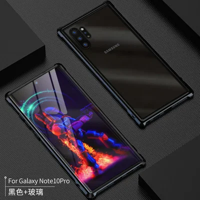 Black note10plus Note10plus, Высококачественная ультратонкая металлическая рамка, закаленное стекло, зеркальная оболочка для samsung galaxy note 10 plus, чехол, крышка, note10+ note10 - Цвет: Black note10plus