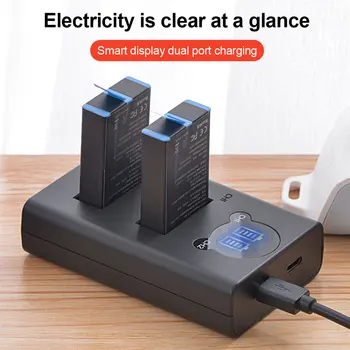 

LED Display Action Camera Portable 2 Channel Home Travel Plastic Large Capacity Power Supply Battery Charger For GoPro Max