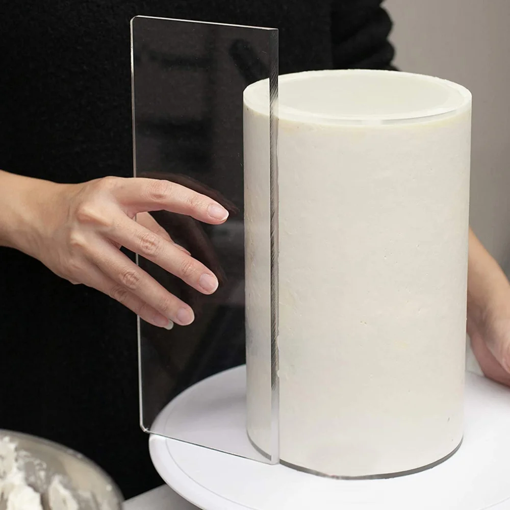 1Pc Scrapper Acrylic Rectangular Portable Transparent Cream Scraper Baking Tool Cake Scraper for Bakery Store Home