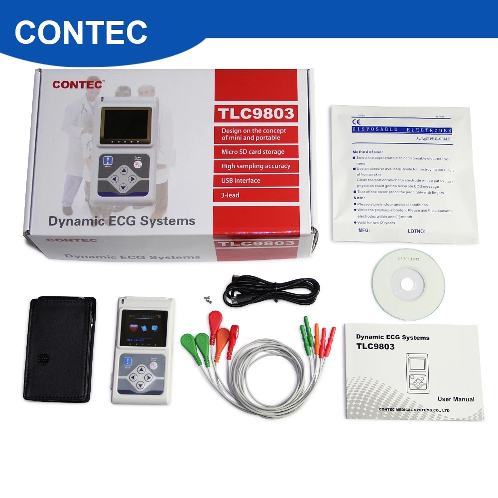 

CONTEC TLC9803 3 Channels Recordable Machine ECG Holter System monitoring tester Monitor health care