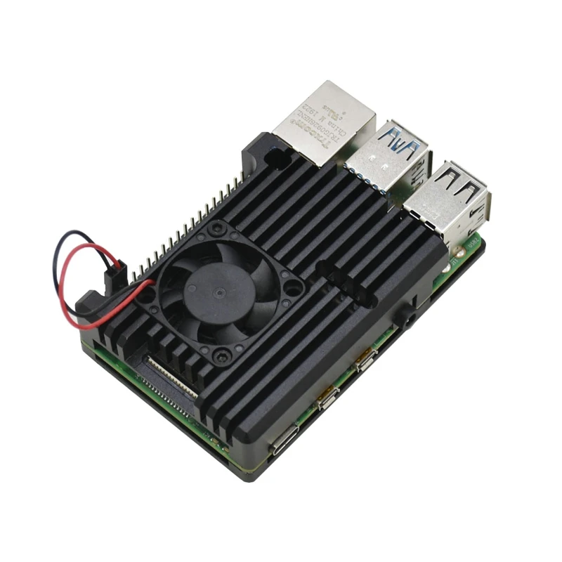 Алюминиевый Чехол Raspberry Pi 4 с охлаждающим вентилятором, металлический корпус, черный, серебристый, синий, серый, красный, золотой корпус для RPI 4B