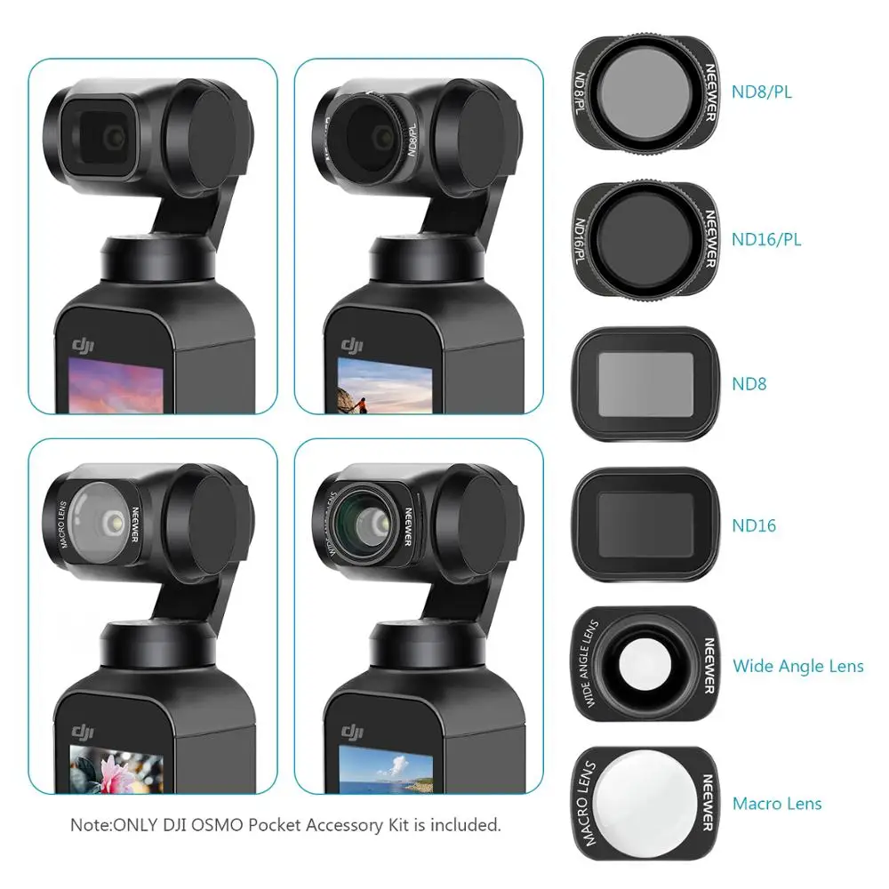 Набор фильтров Neewer для объектива совместим с DJI Osmo Pocket объектив камеры: ND8 ND16 ND8/PL