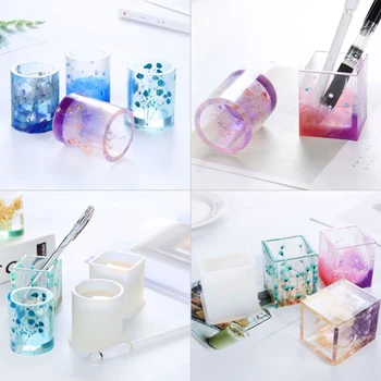 

1 Set Crystal Epoxy Plant Pot Pen Candle Soap Holder Resin Mold Coaster Ashtray Casting Silicone Mould DIY Crafts Making Tools