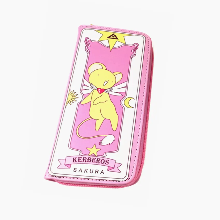 Аниме Cardcaptor Sakura, кошелек на молнии из искусственной кожи, кошелек для карт, кожаный кошелек, держатели для карт, слоистые, для мальчиков и девочек, длинная монета, сумочка с мультяшным принтом