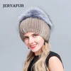 COLOR6 JINBAOSEN frauen зима nerz hut echt silber fuchs pelz warme лыжный Каппе naturliche pelz stricken fell Каппе марке режим рус - Цвет: COLOR6