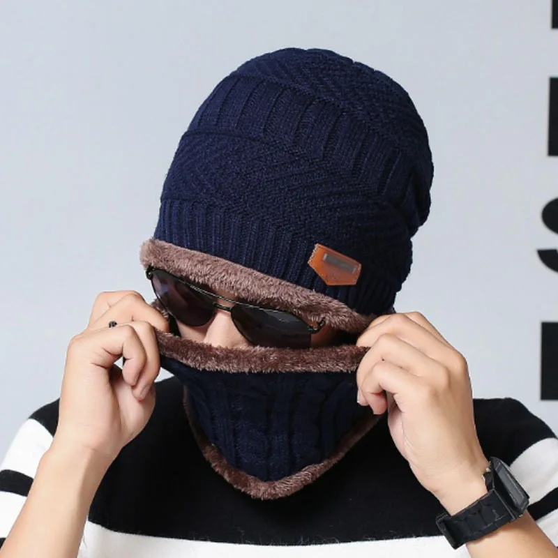 Navy Men hat-scarf Детские шапки; флисовые шапочки для малышей; зимние теплые шапочки для маленьких девочек; шапка с круглым вырезом; теплая зимняя одежда для мальчиков; мужской набор из шапки и шарфа - Цвет: Navy Men hat-scarf