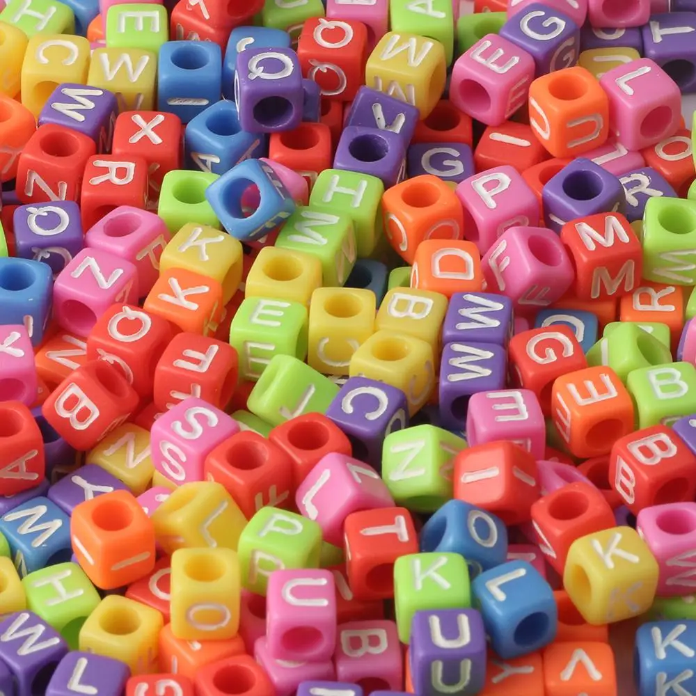 Mixed Letter Acrylic Beads 6x6mm Square Alphabet Beads Jewelry